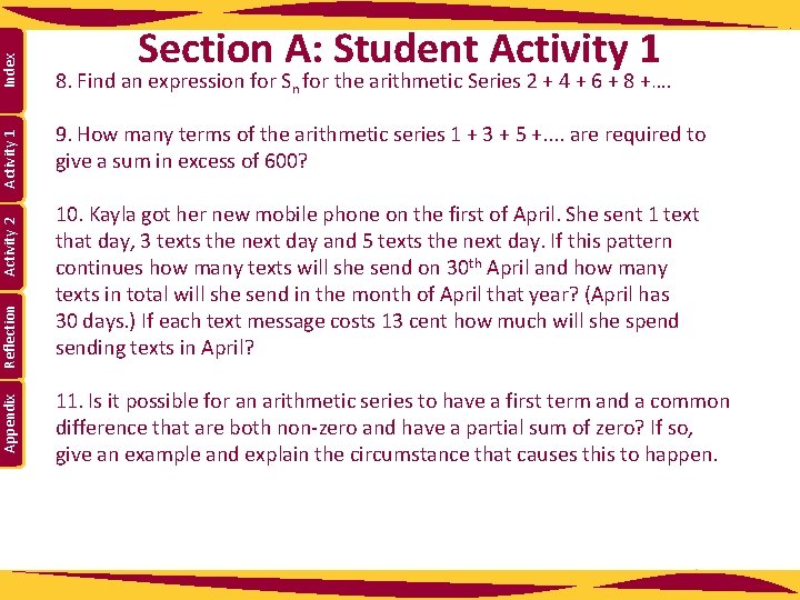Index Activity 1 Activity 2 Reflection Appendix Section A: Student Activity 1 8. Find