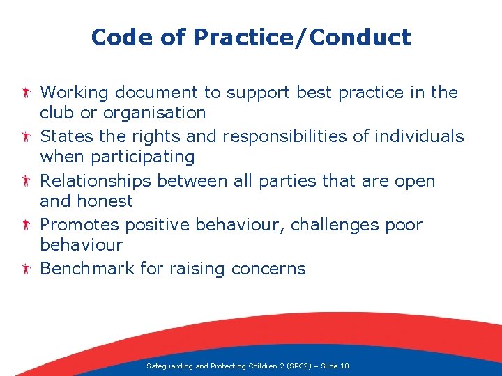 Code of Practice/Conduct Working document to support best practice in the club or organisation