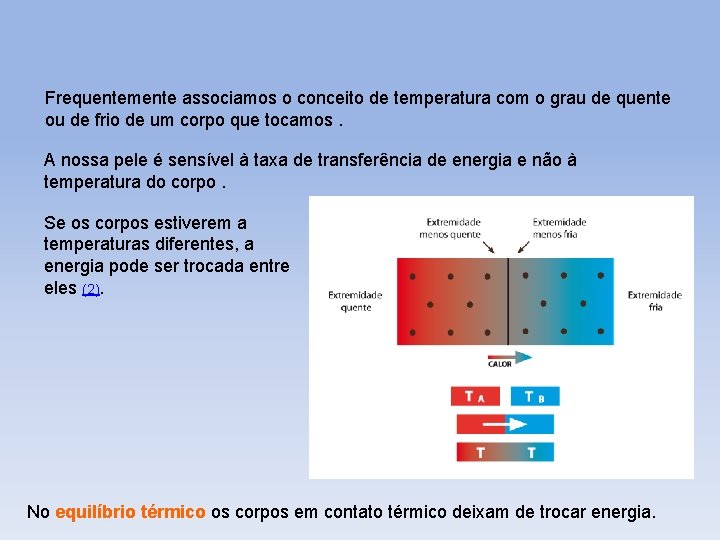 Frequentemente associamos o conceito de temperatura com o grau de quente ou de frio