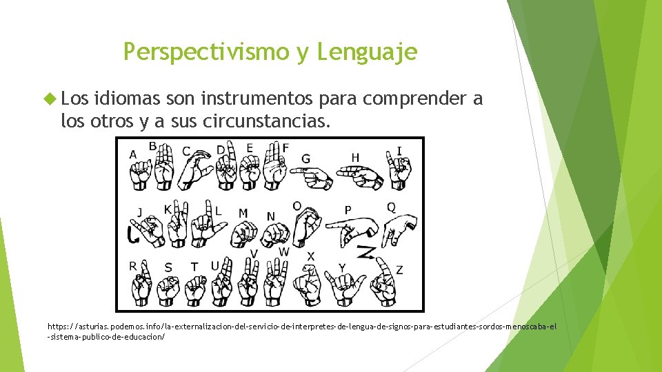 Perspectivismo y Lenguaje Los idiomas son instrumentos para comprender a los otros y a