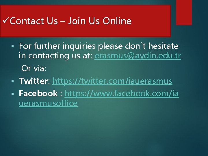 üContact Us – Join Us Online § For further inquiries please don`t hesitate in