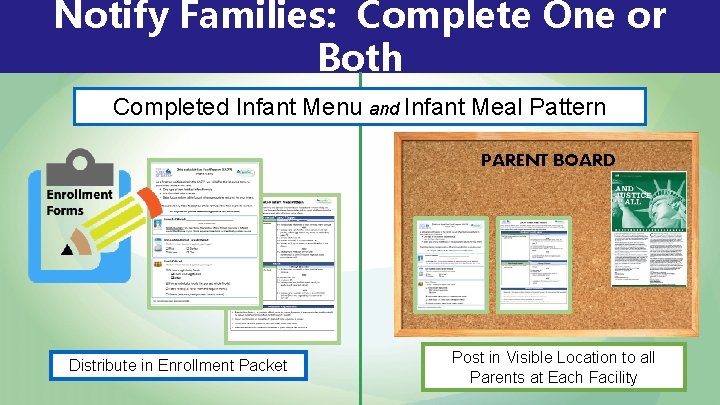 Notify Families: Complete One or Both Completed Infant Menu and Infant Meal Pattern PARENT