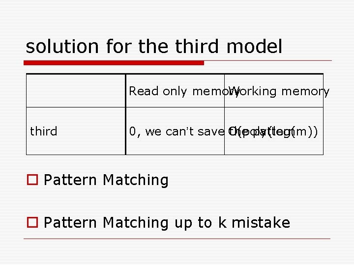 solution for the third model Read only memory Working memory third 0, we can’t