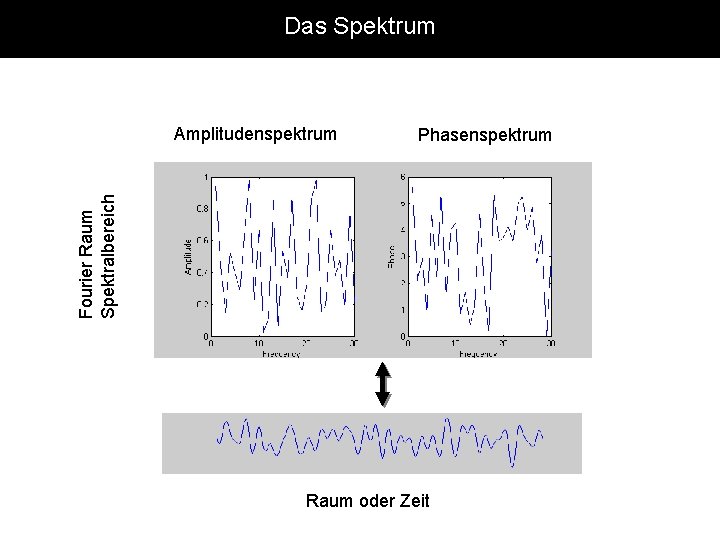 Das Spektrum Phasenspektrum Fourier Raum Spektralbereich Amplitudenspektrum Raum oder Zeit 