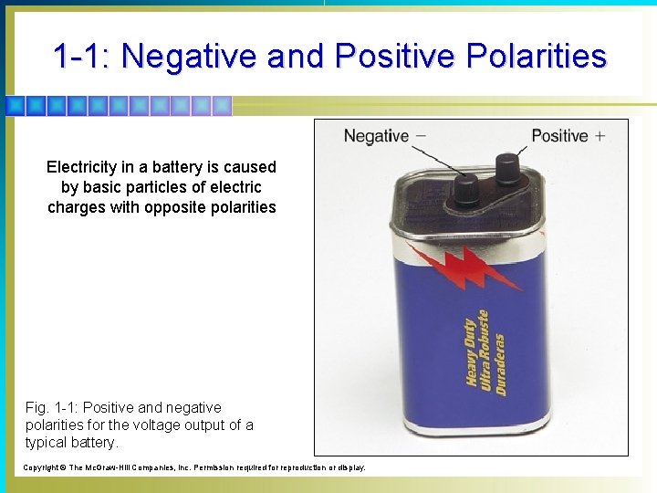 1 -1: Negative and Positive Polarities Electricity in a battery is caused by basic