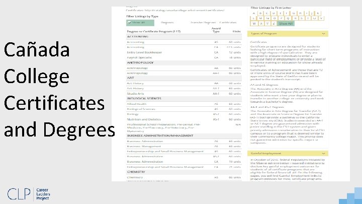 Cañada College Certificates and Degrees 