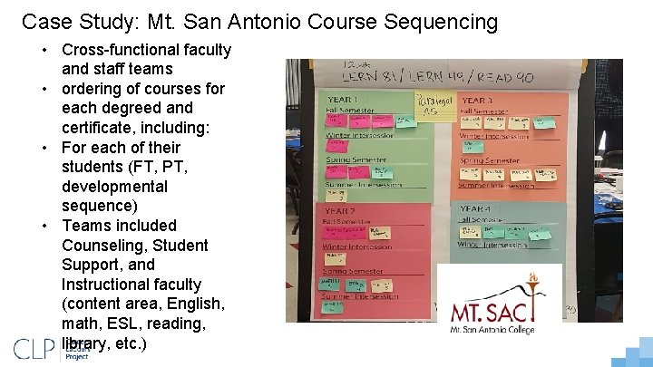 Case Study: Mt. San Antonio Course Sequencing • Cross-functional faculty and staff teams •
