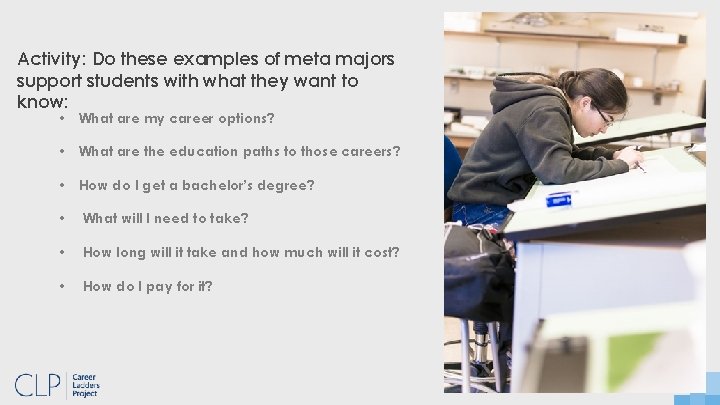 Activity: Do these examples of meta majors support students with what they want to