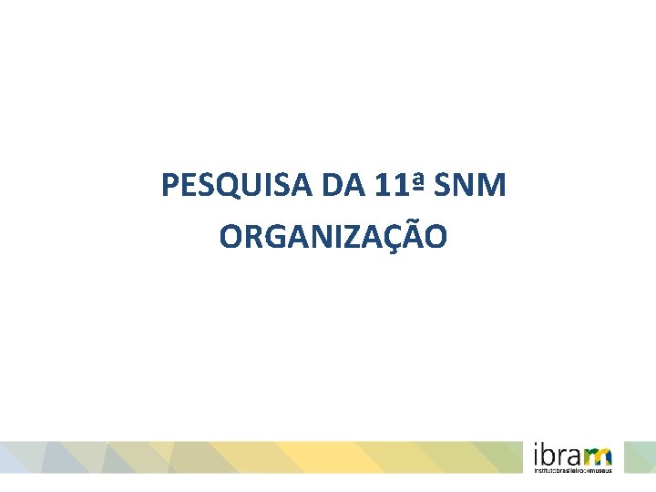 PESQUISA DA 11ª SNM ORGANIZAÇÃO 