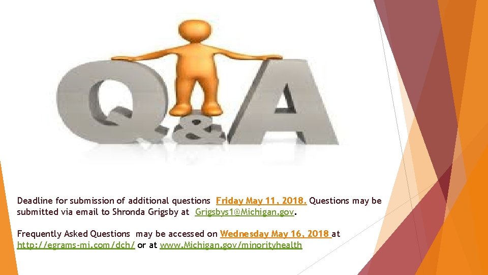 Deadline for submission of additional questions Friday May 11, 2018. Questions may be submitted