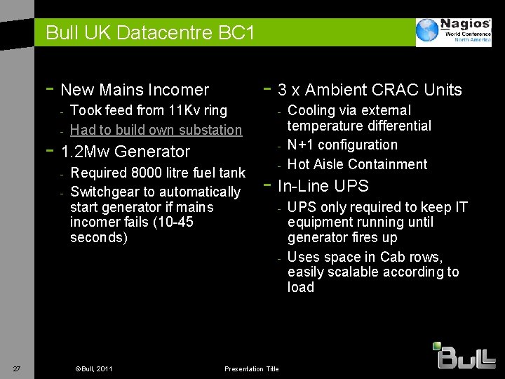 Bull UK Datacentre BC 1 - New Mains Incomer - 3 x Ambient CRAC