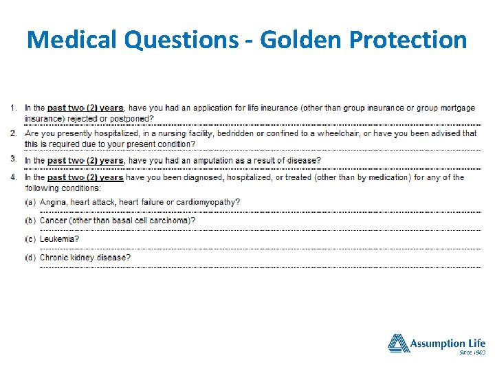 Medical Questions - Golden Protection Medical Questions - Golden Protection