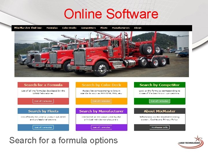 Online Software Search for a formula options 