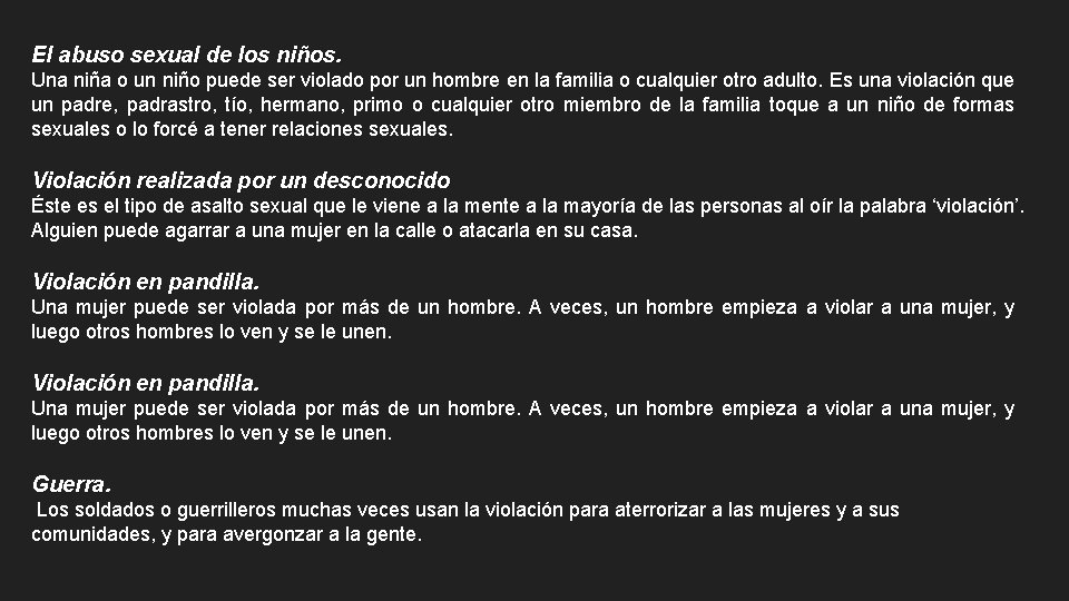 El abuso sexual de los niños. Una niña o un niño puede ser violado