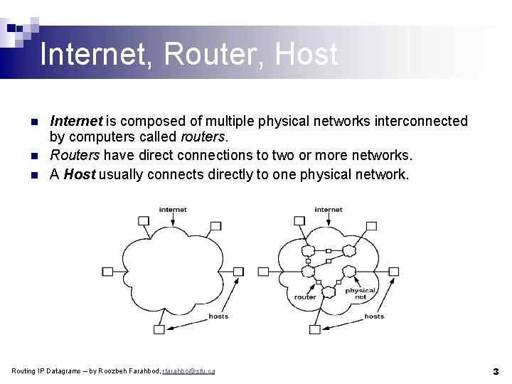 Internet, Router, Host n n n Internet is composed of multiple physical networks interconnected