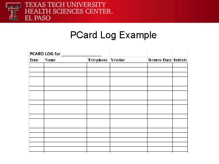PCard Log Example 
