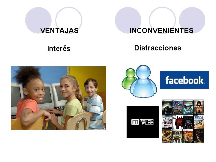 VENTAJAS Interés INCONVENIENTES Distracciones 