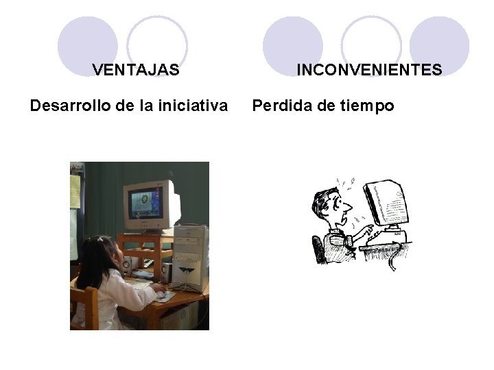 VENTAJAS Desarrollo de la iniciativa INCONVENIENTES Perdida de tiempo 