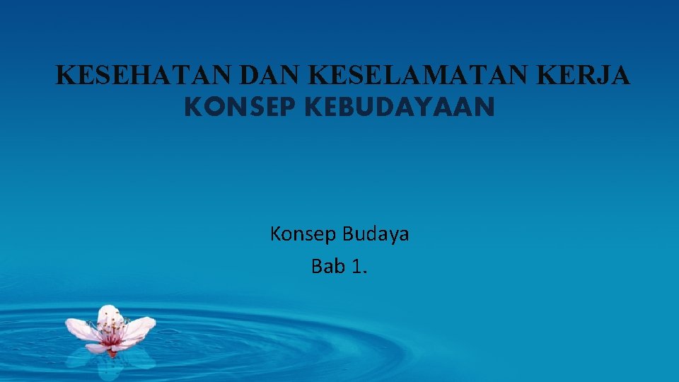 KESEHATAN DAN KESELAMATAN KERJA KONSEP KEBUDAYAAN Konsep Budaya Bab 1. 