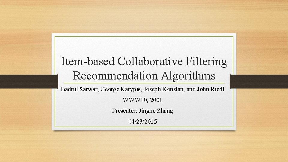 Itembased Collaborative Filtering Recommendation Algorithms Badrul ...