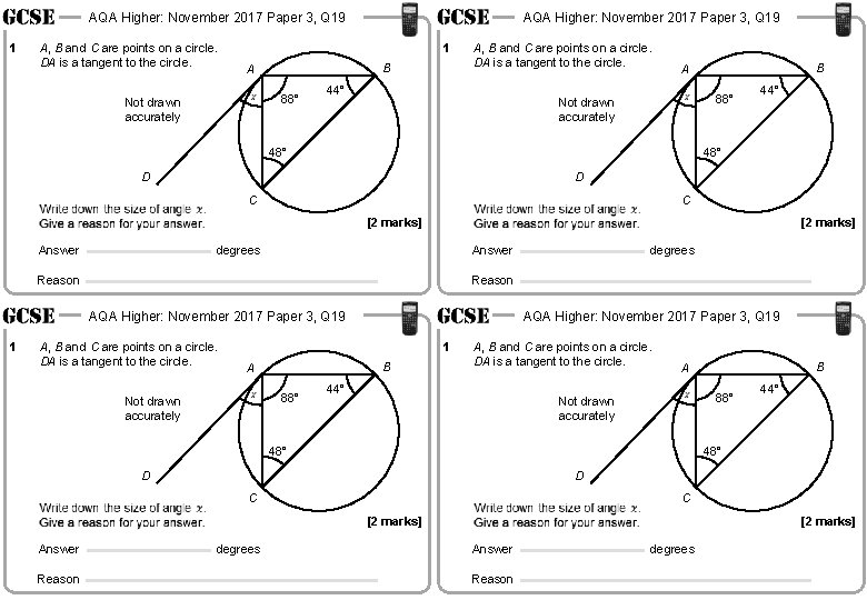AQA Higher: November 2017 Paper 3, Q 19 1 A, B and C are
