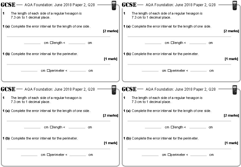 AQA Foundation: June 2018 Paper 2, Q 28 1 AQA Foundation: June 2018 Paper