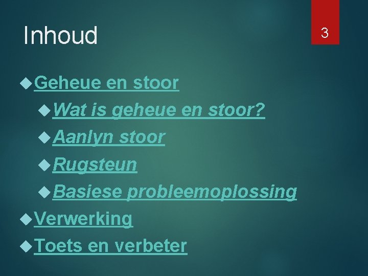 Inhoud Geheue en stoor Wat is geheue en stoor? Aanlyn stoor Rugsteun Basiese probleemoplossing