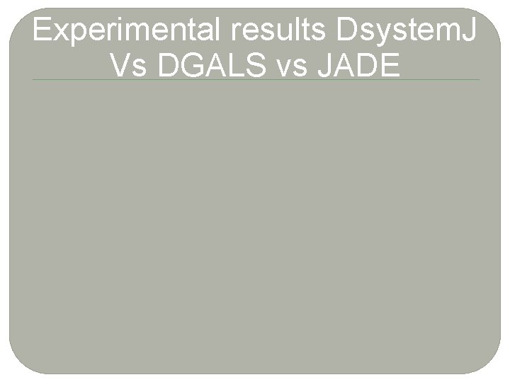 Experimental results Dsystem. J Vs DGALS vs JADE 