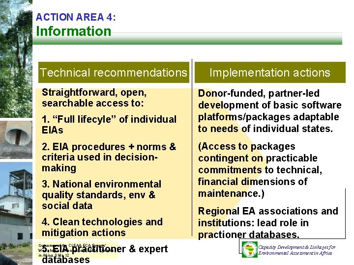 ACTION AREA 4: Information Technical recommendations Straightforward, open, searchable access to: 1. “Full lifecyle”