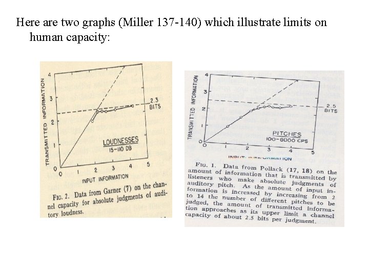 Here are two graphs (Miller 137 -140) which illustrate limits on human capacity: 