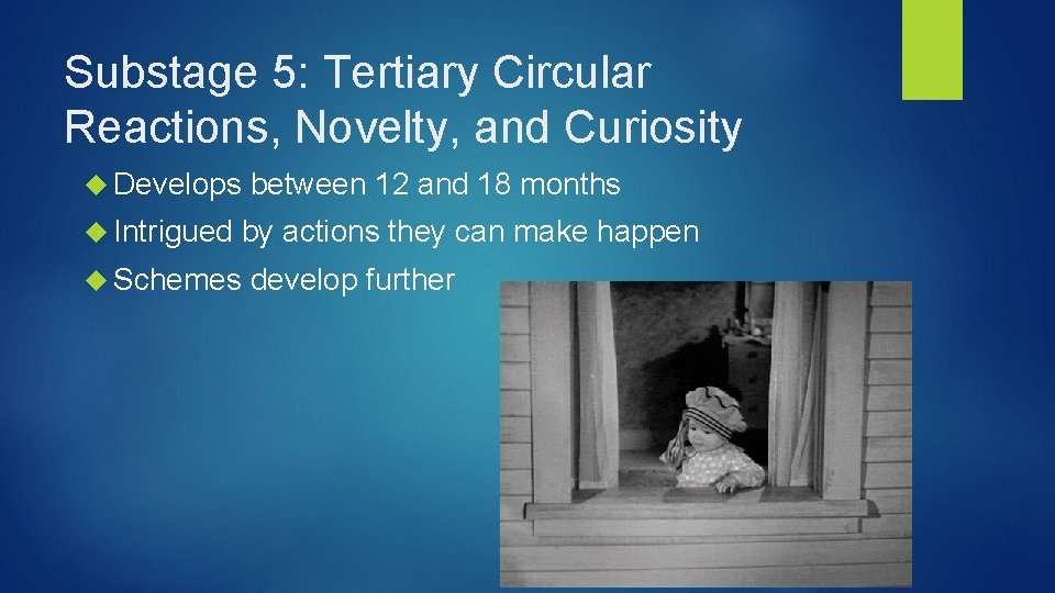 Substage 5: Tertiary Circular Reactions, Novelty, and Curiosity Develops Intrigued between 12 and 18