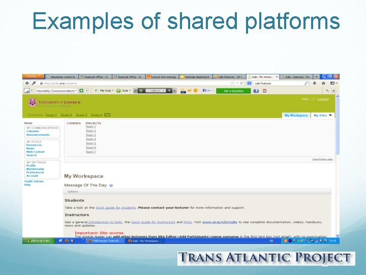 Examples of shared platforms 