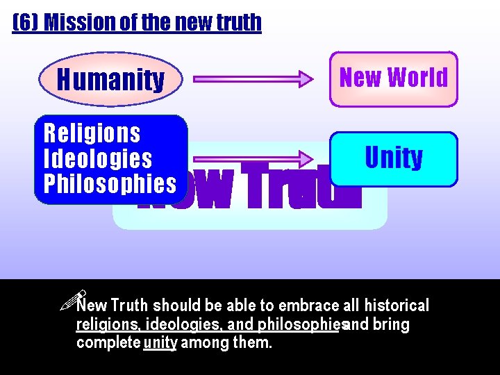 (6) Mission of the new truth Humanity New World Religions Ideologies Philosophies Unity New