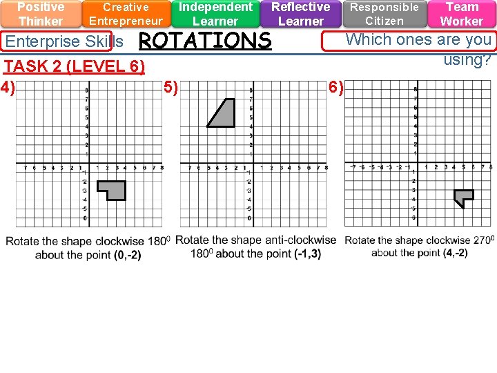 Positive Thinker Independent Learner Creative Entrepreneur Enterprise Skills ROTATIONS TASK 2 (LEVEL 6) 4)