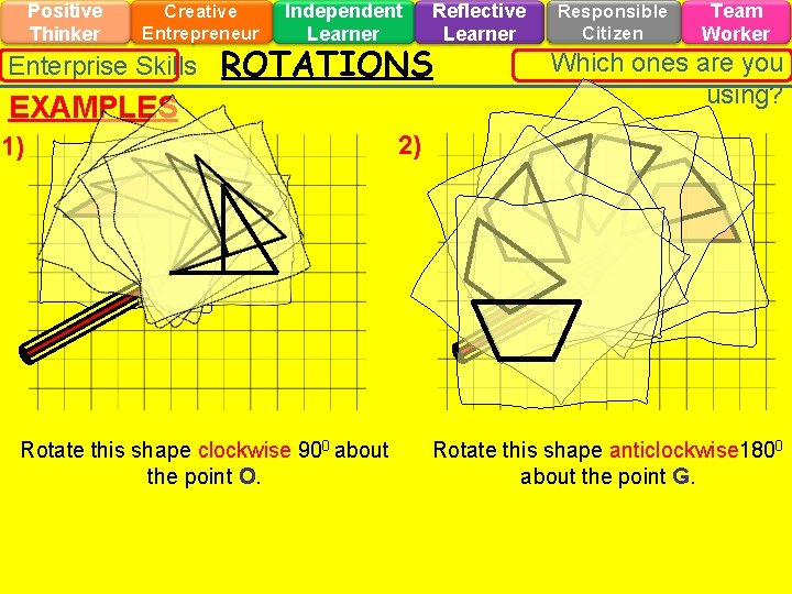 Positive Thinker Creative Entrepreneur Enterprise Skills Independent Learner ROTATIONS EXAMPLES Reflective Learner Responsible Citizen