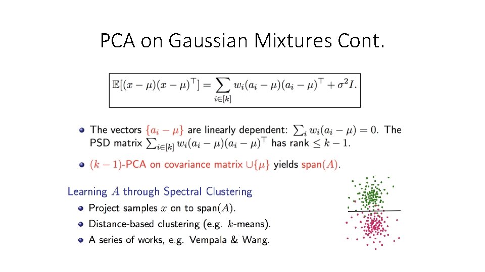 PCA on Gaussian Mixtures Cont. 