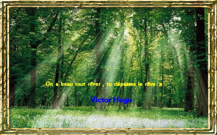 On a beau tout rêver , tu dépasses le rêve. » Victor Hugo 