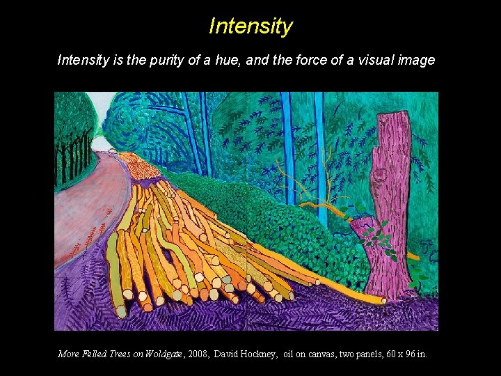 Intensity is the purity of a hue, and the force of a visual image