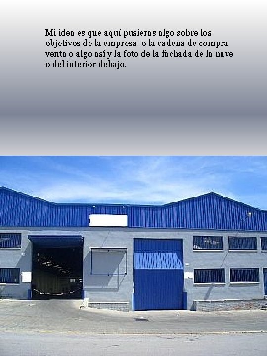 Mi idea es que aquí pusieras algo sobre los objetivos de la empresa o