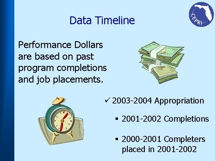 Data Timeline Performance Dollars are based on past program completions and job placements. ü