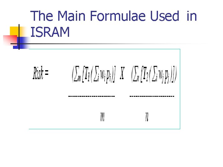 The Main Formulae Used in ISRAM 