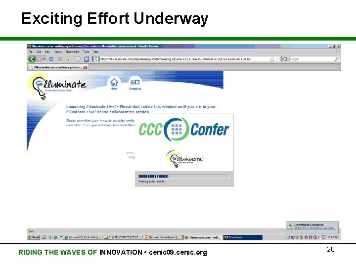 Exciting Effort Underway RIDING THE WAVES OF INNOVATION • cenic 09. cenic. org 28