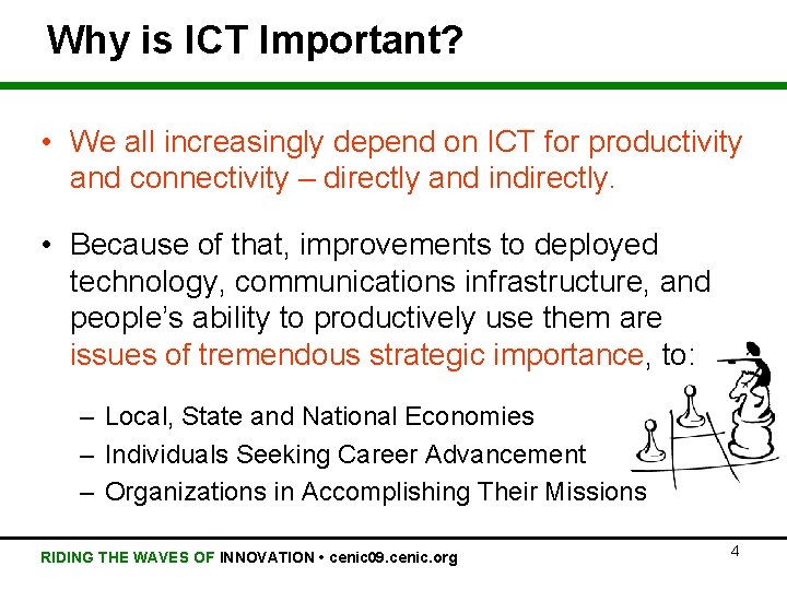 Why is ICT Important? • We all increasingly depend on ICT for productivity and