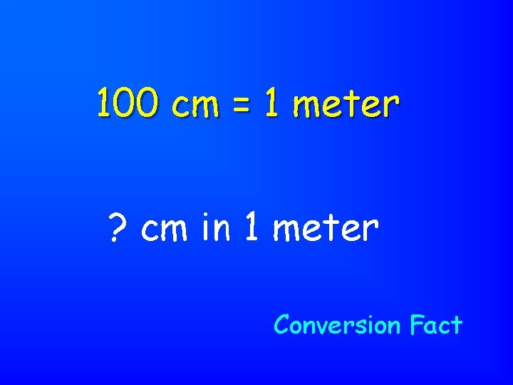 100 cm = 1 meter ? cm in 1 meter Conversion Fact 