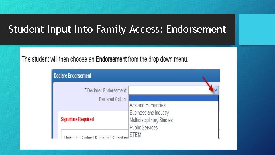 Student Input Into Family Access: Endorsement 