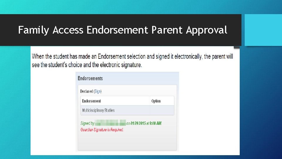 Family Access Endorsement Parent Approval 