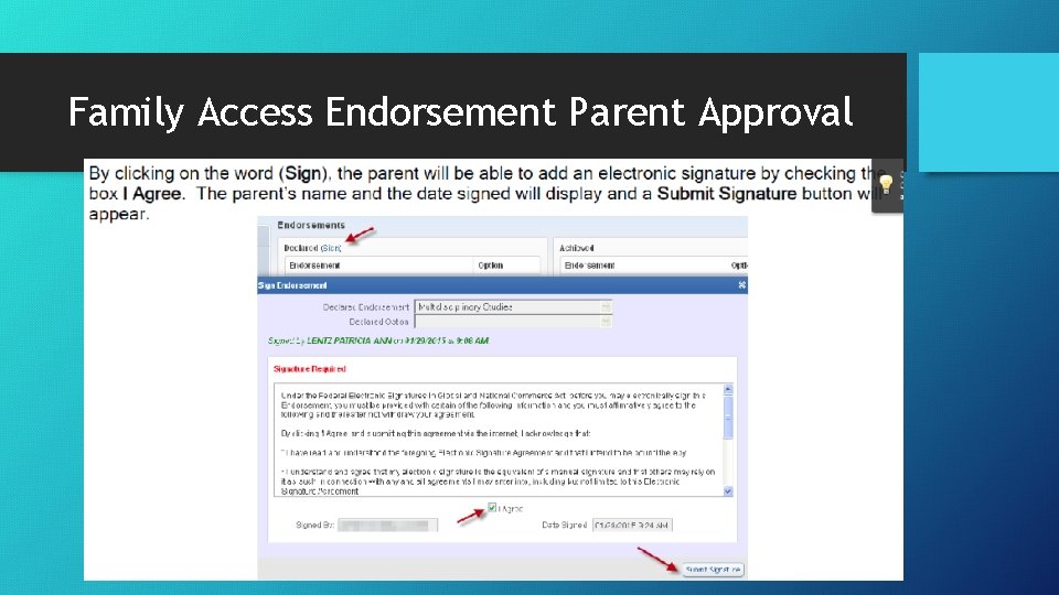 Family Access Endorsement Parent Approval 