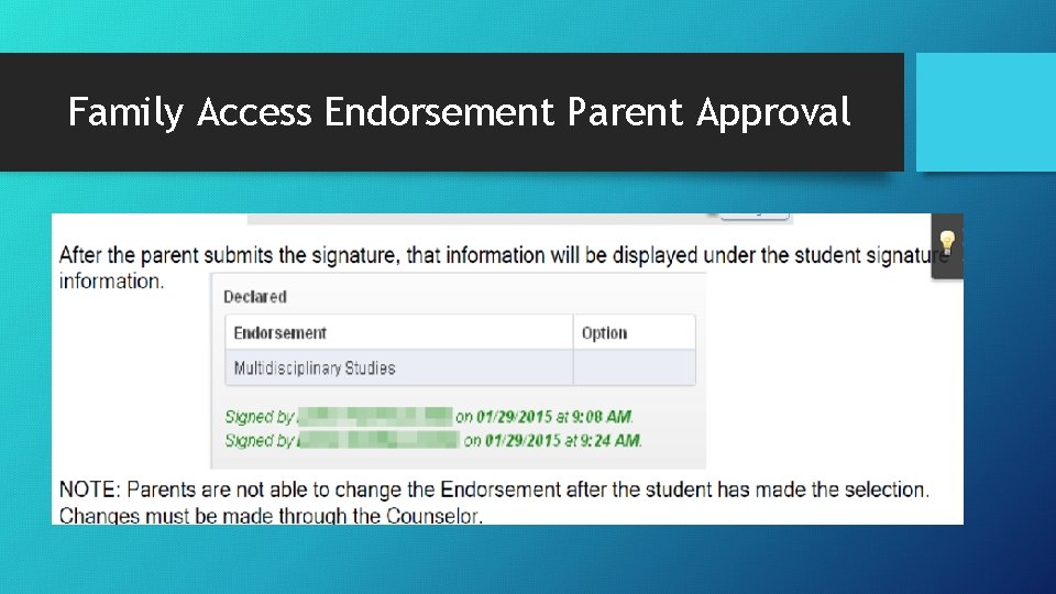 Family Access Endorsement Parent Approval 