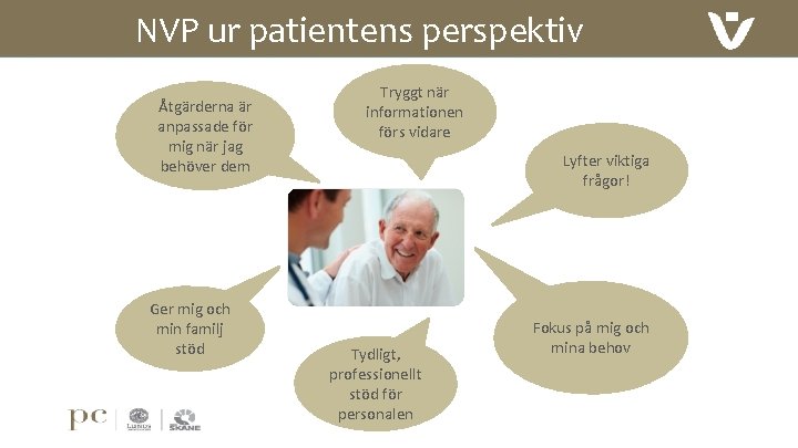 NVP ur patientens perspektiv Åtgärderna är anpassade för mig när jag behöver dem Ger