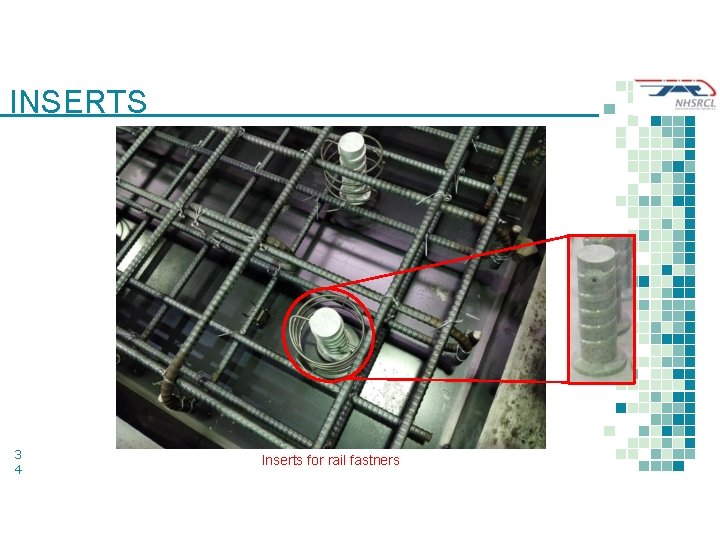 INSERTS 3 4 Inserts for rail fastners 